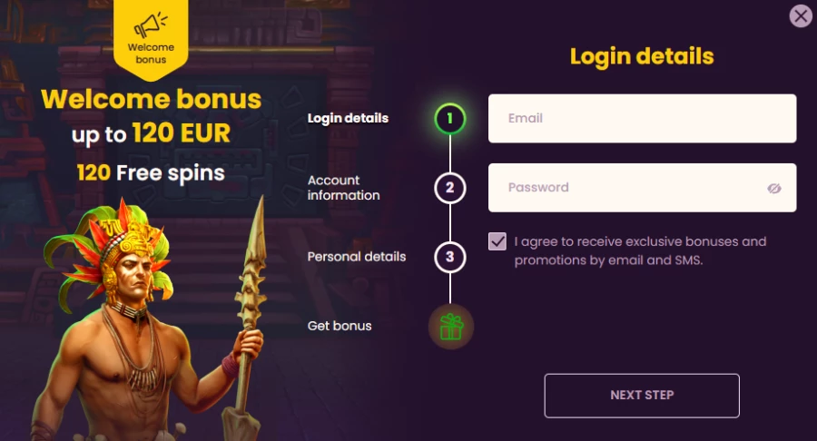 Registering at Bizzo Casino